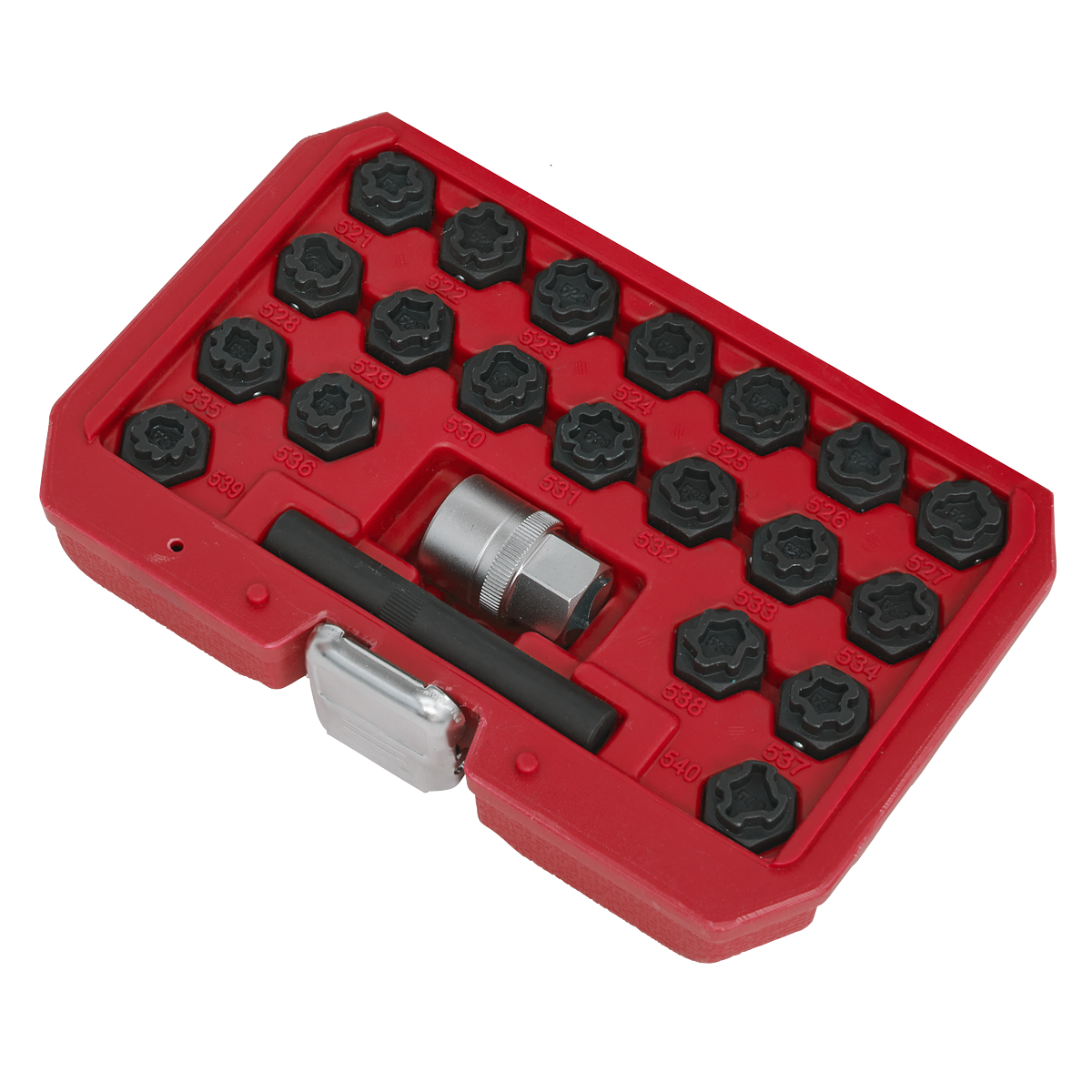 Sealey Locking Wheel Nut Key Set 1/2" Square Drive Socket 22pc Fits VAG SX220
