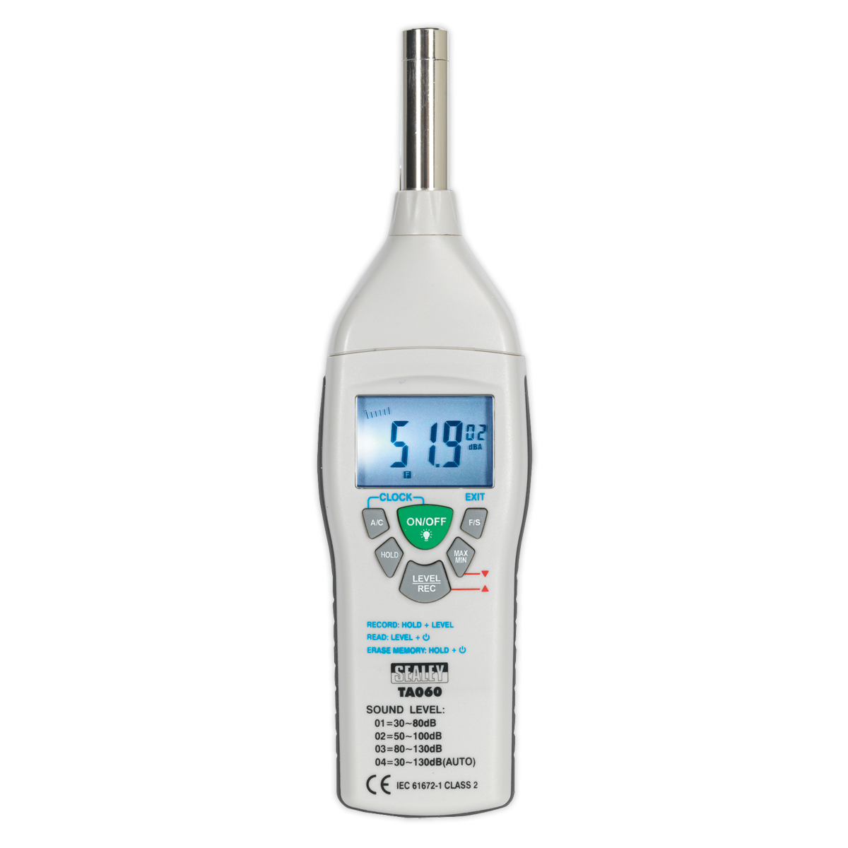 Sealey Sound Level Meter Bar Graph With Backlight Powered By 9V Battery TA060