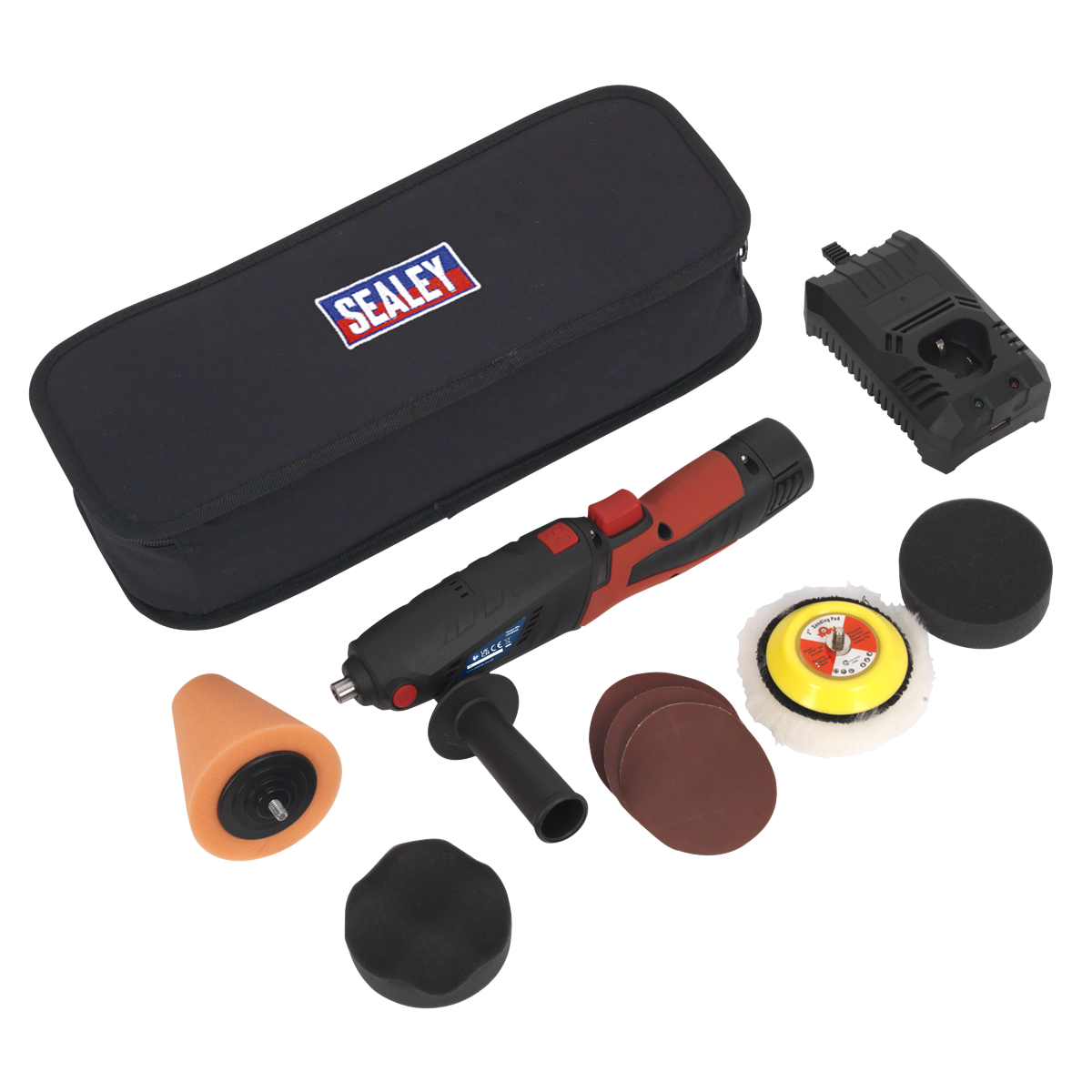 Sealey 10.8V 1.5Ah Mini Sander/Polisher Kit With Soft Grip Handle CP2812V