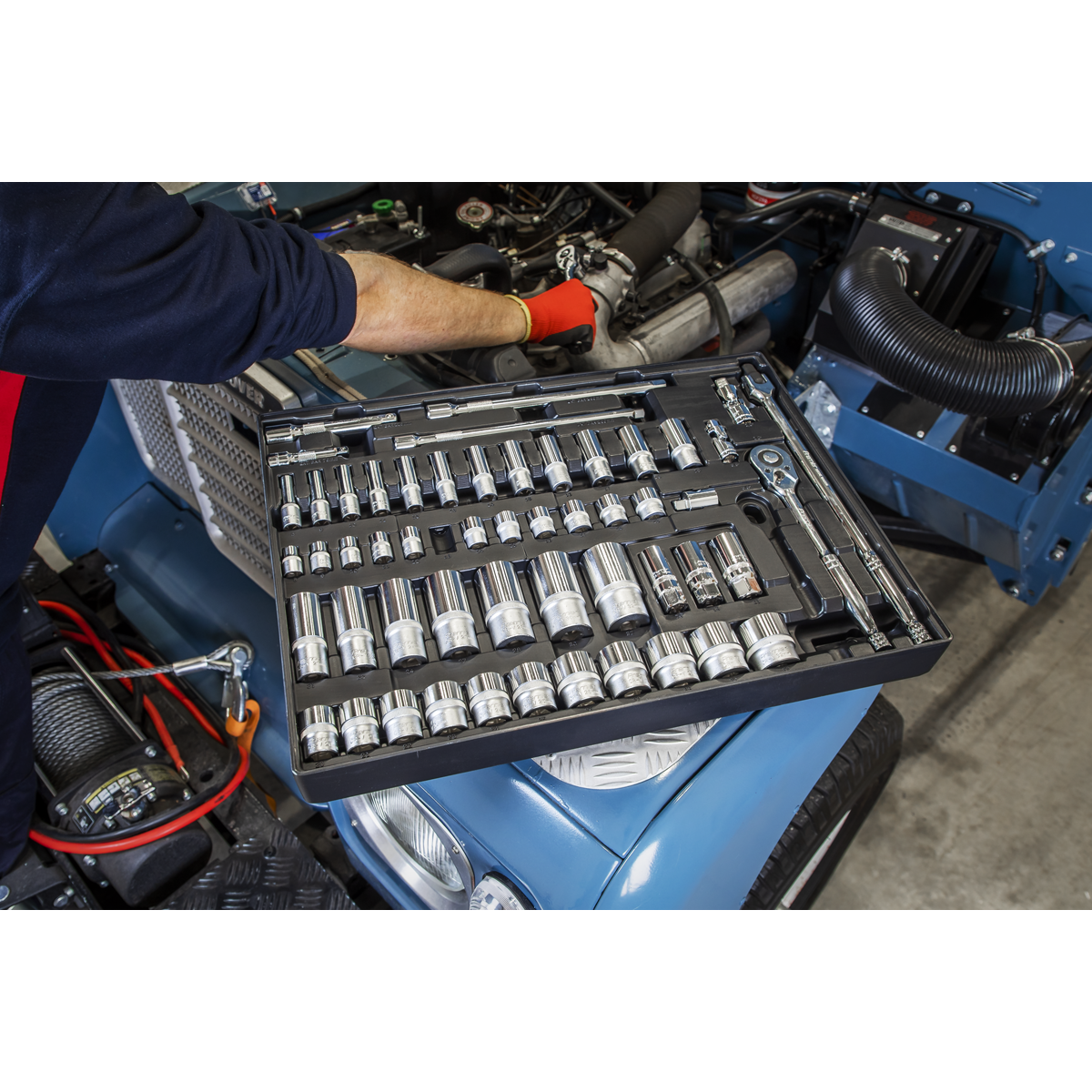Sealey Tool Tray With Socket Set 55 Pieces 3/8" & 1/2" Square Drive TBT31
