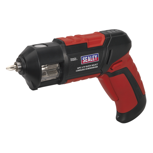 Sealey 3.7V 1.3Ah Li-Ion USB Screwdriver Cordless Quick Select 14 Pieces CP36MS