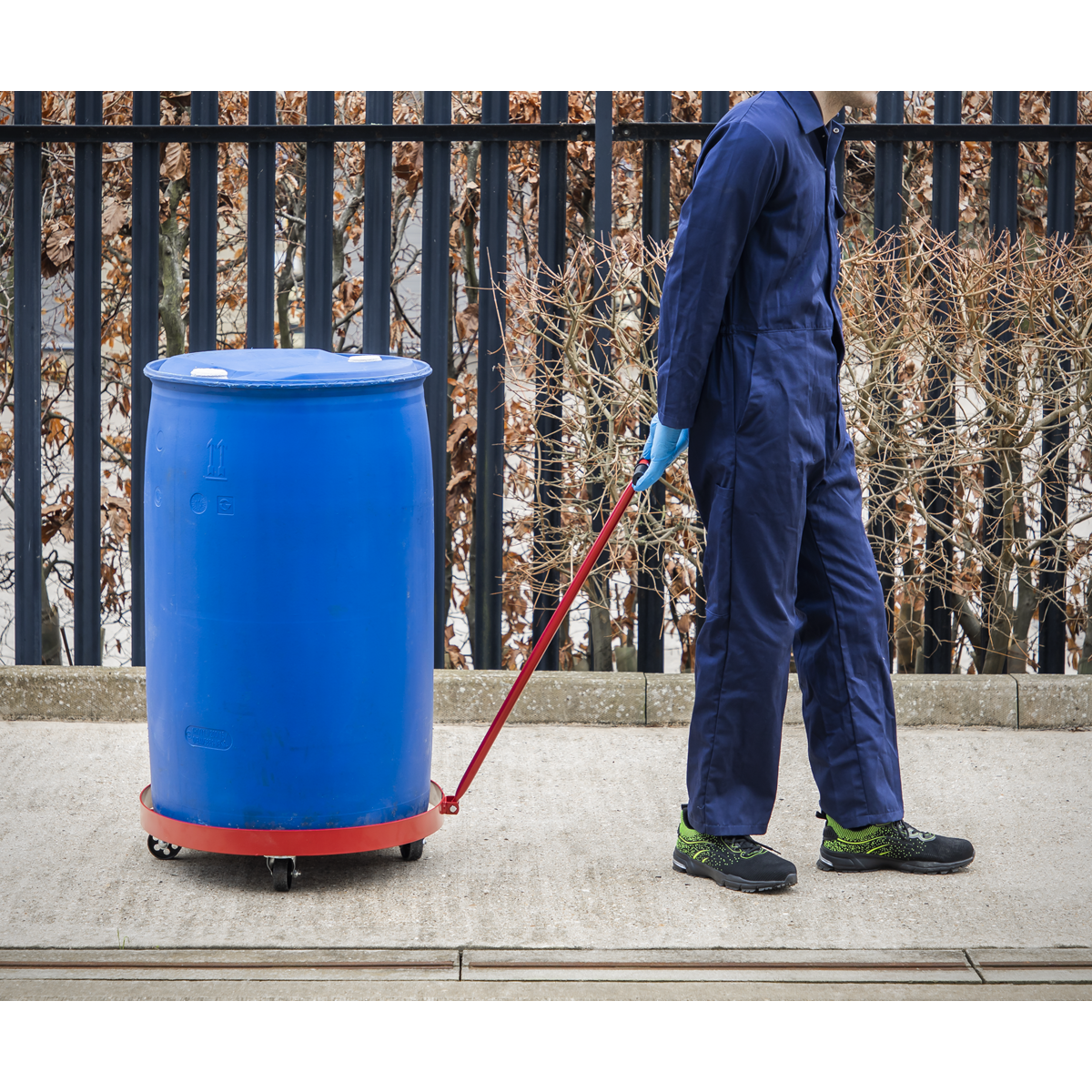Sealey Drum Dolly With Handle & 4 Large Diameter Metal Castors 205 Litres TP205H