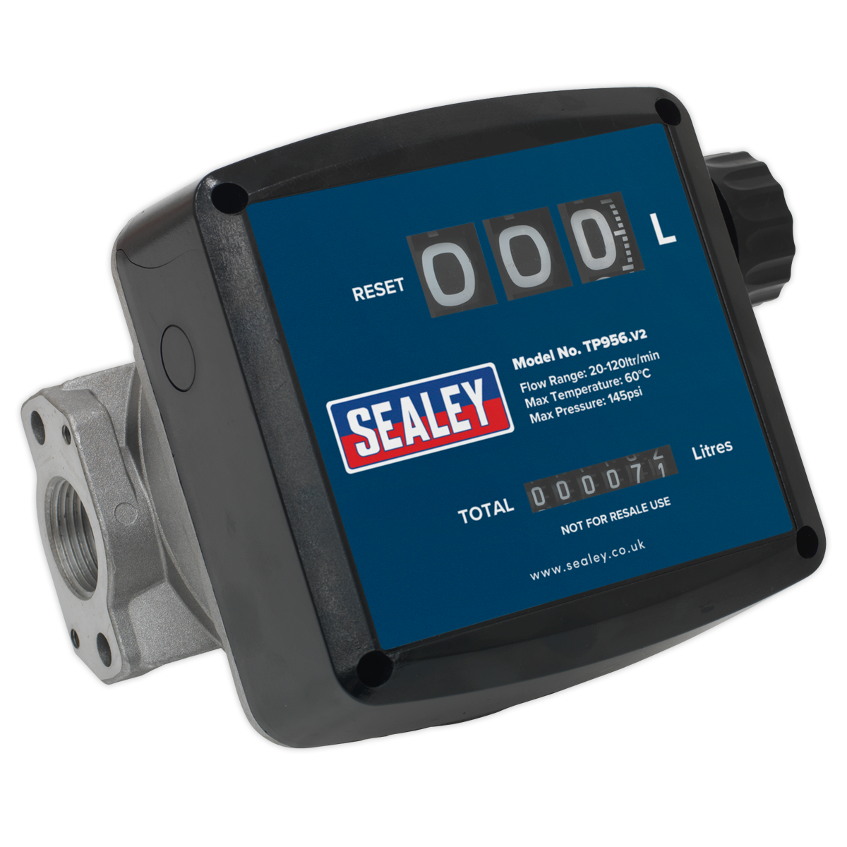 Sealey Diesel & Fluid Flow Meter Batch/Cumulative Totals 20-120L/min TP956