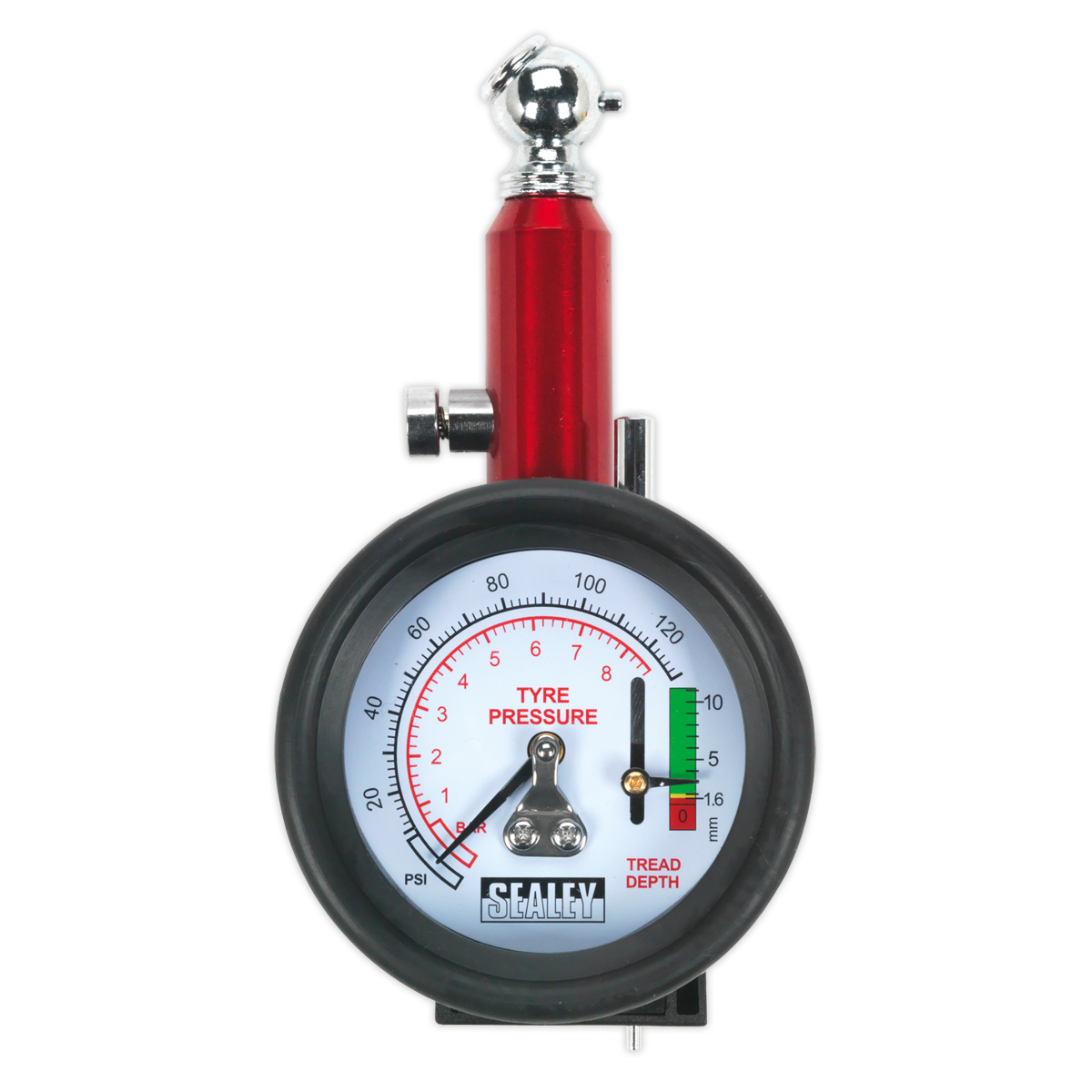 Sealey Tyre Pressure Gauge With Tyre Tread Depth Gauge 45° Angle Chuck TSTPDG01