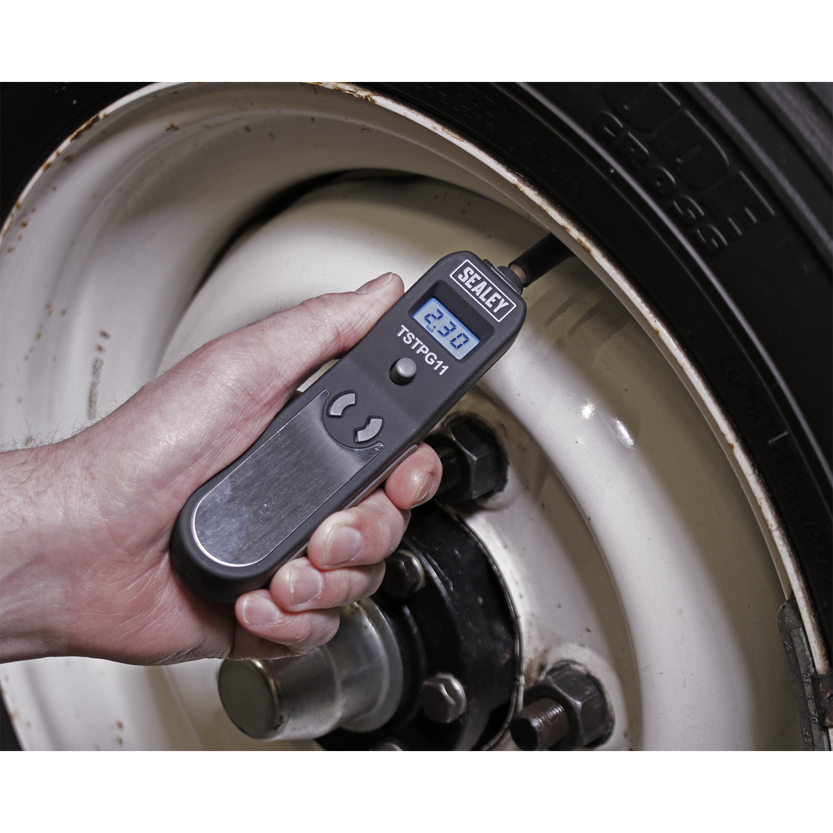 Sealey Digital Tyre Pressure & Tread Depth Gauge Backlit LED Display TSTPG11