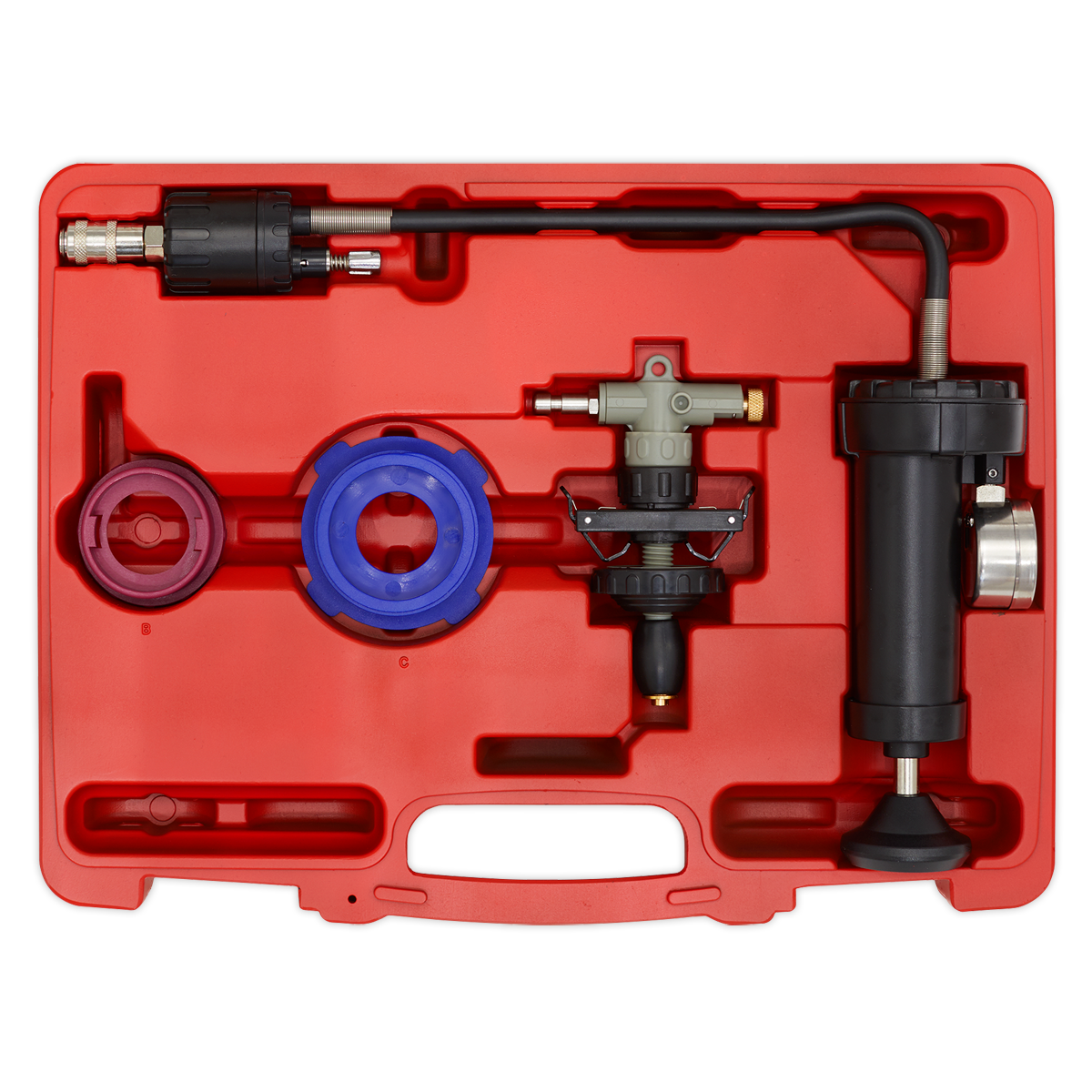 Sealey Cooling System Pressure Test Kit With Two Adaptors 4 Pieces VS0012