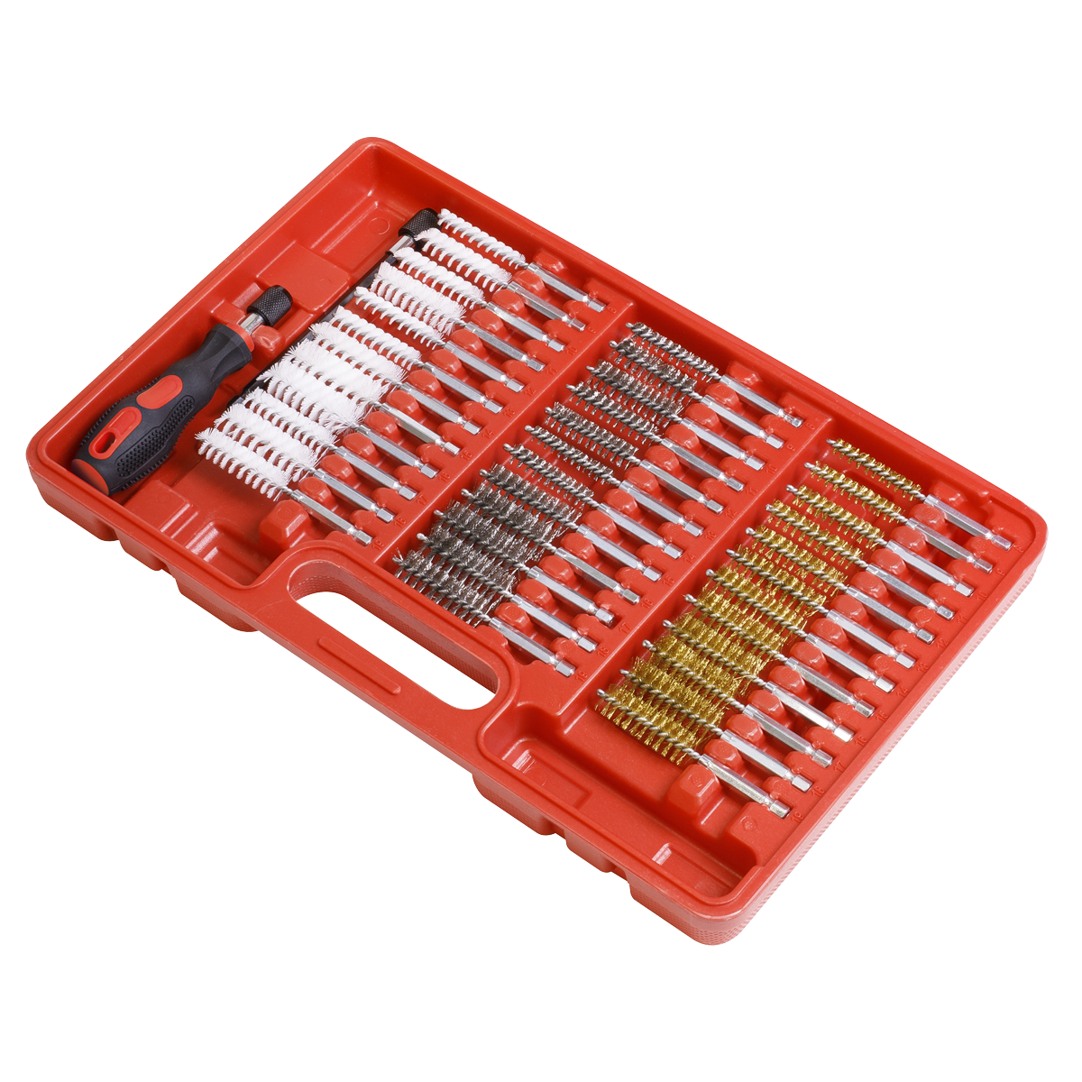 Sealey 38 Pcs Cleaning Brush Set Injector Bore 8-19mm Brush Size Workshop VS1910