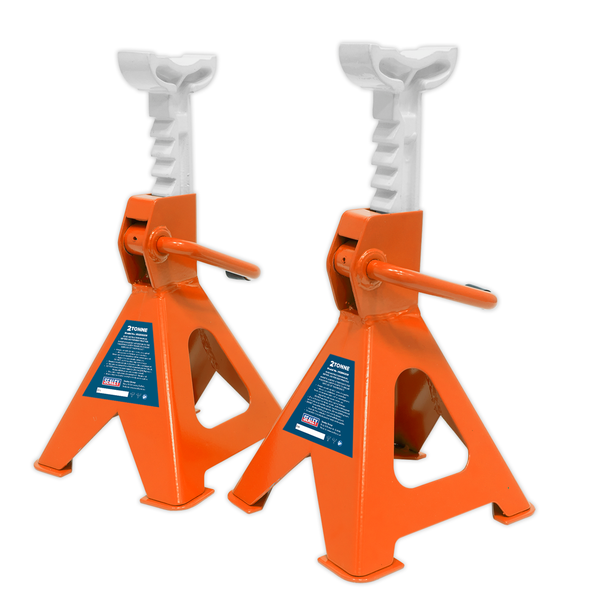 Sealey Load Axle Stands Pair 2 Tonne per Stand Ratchet Type - Orange VS2002OR