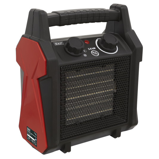 Sealey Industrial Ceramic Fan Heater With Thermostat Control 2800W Portable CH28