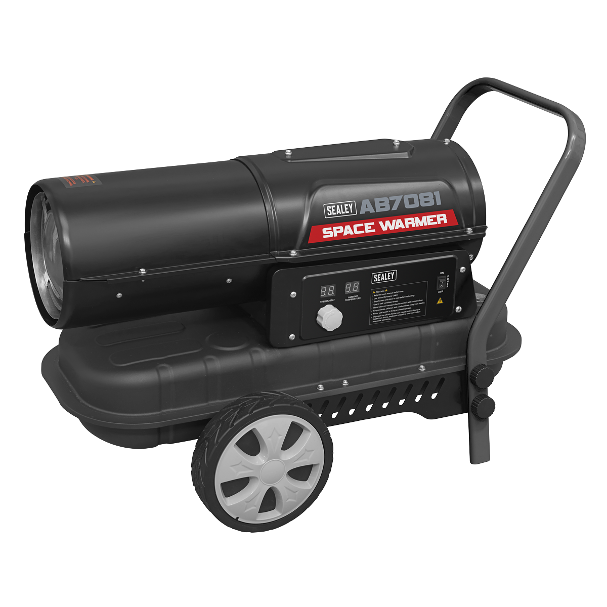 Sealey Space Warmer Paraffin/Kerosene/Diesel With Wheels 70.000BTU/HR AB7081