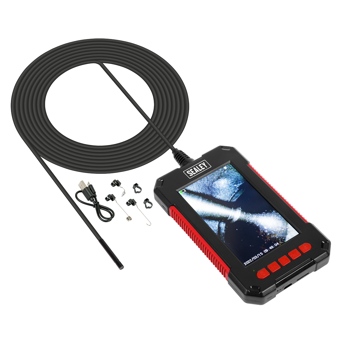 Sealey Tablet Video Borescope Ø3.9mm 2m LCD Inspection Endoscope Camera VS8114