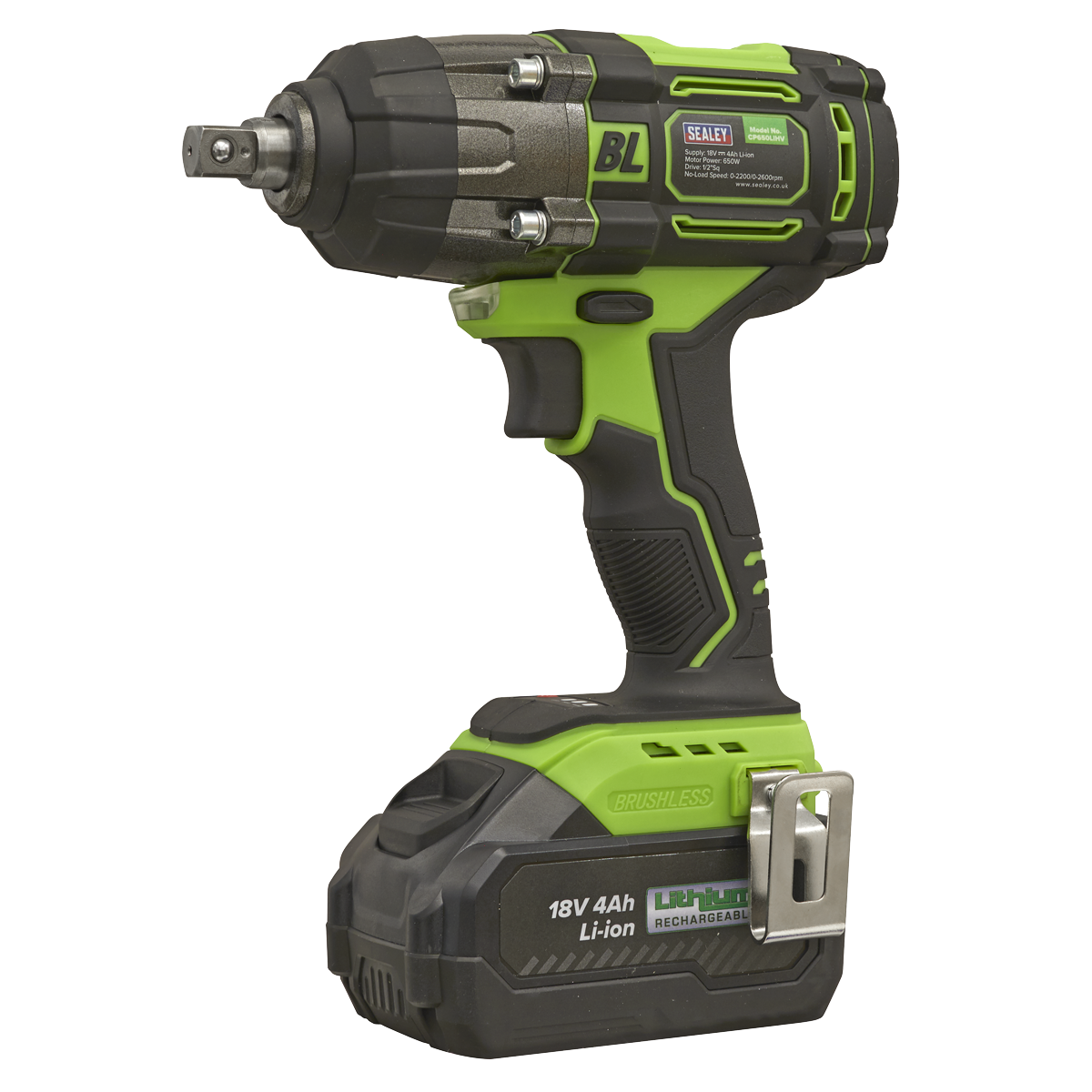 Sealey Cordless Impact Wrench 18V 4Ah Lithium-Ion 1/2" Square Drive CP650LIHV