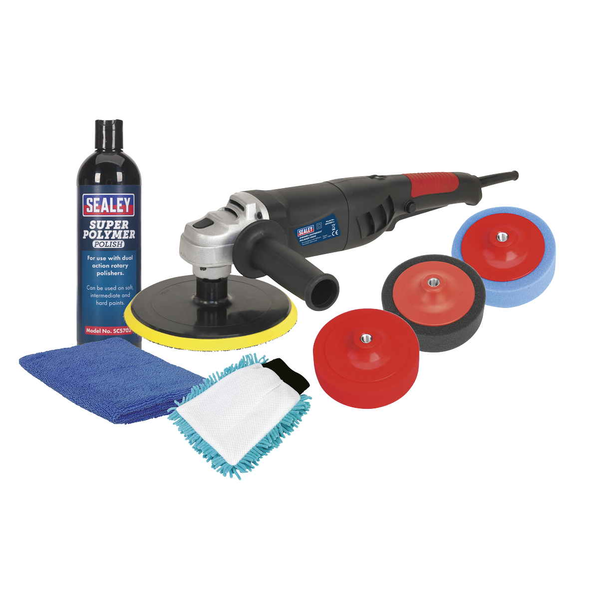 Sealey 240V 1100W 180mm Pro Electric Polisher Kit With Side Handle CPK03