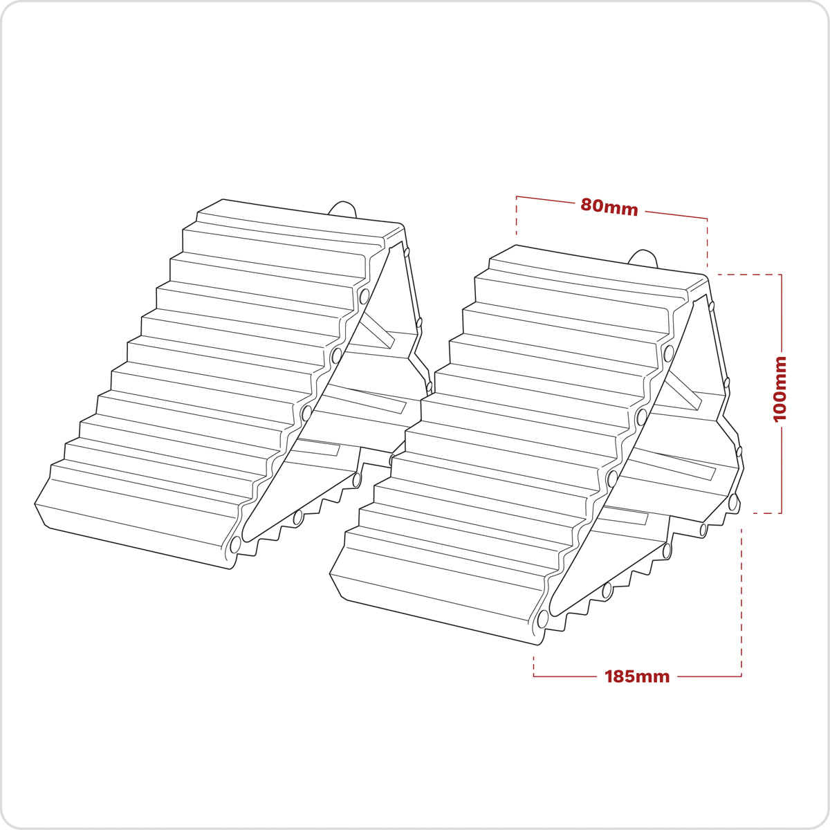 Sealey Composite Wheel Chocks 0.6kg x2 Brake Stopper Tyre Saver Wedge Block WC09