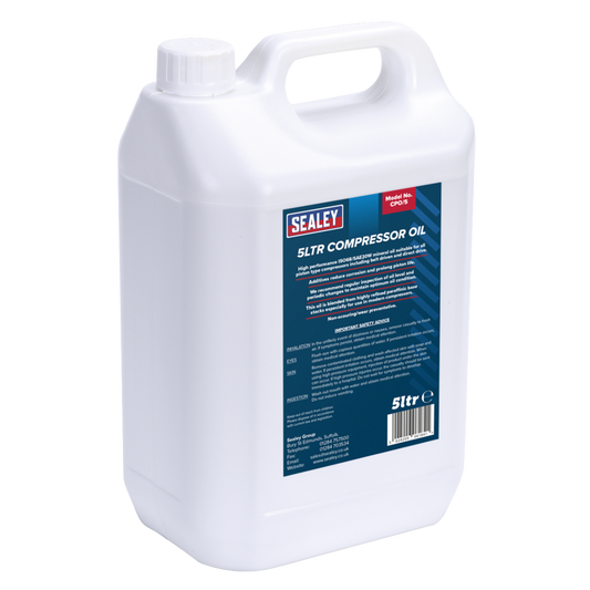 Sealey Compressor Mineral Oil Supplied In 5 Litre Container ISO68/SAE20W CPO/5
