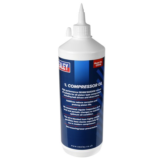 Sealey Compressor High Performance ISO68/SAE20W Mineral Oil 1L Container CPO1S