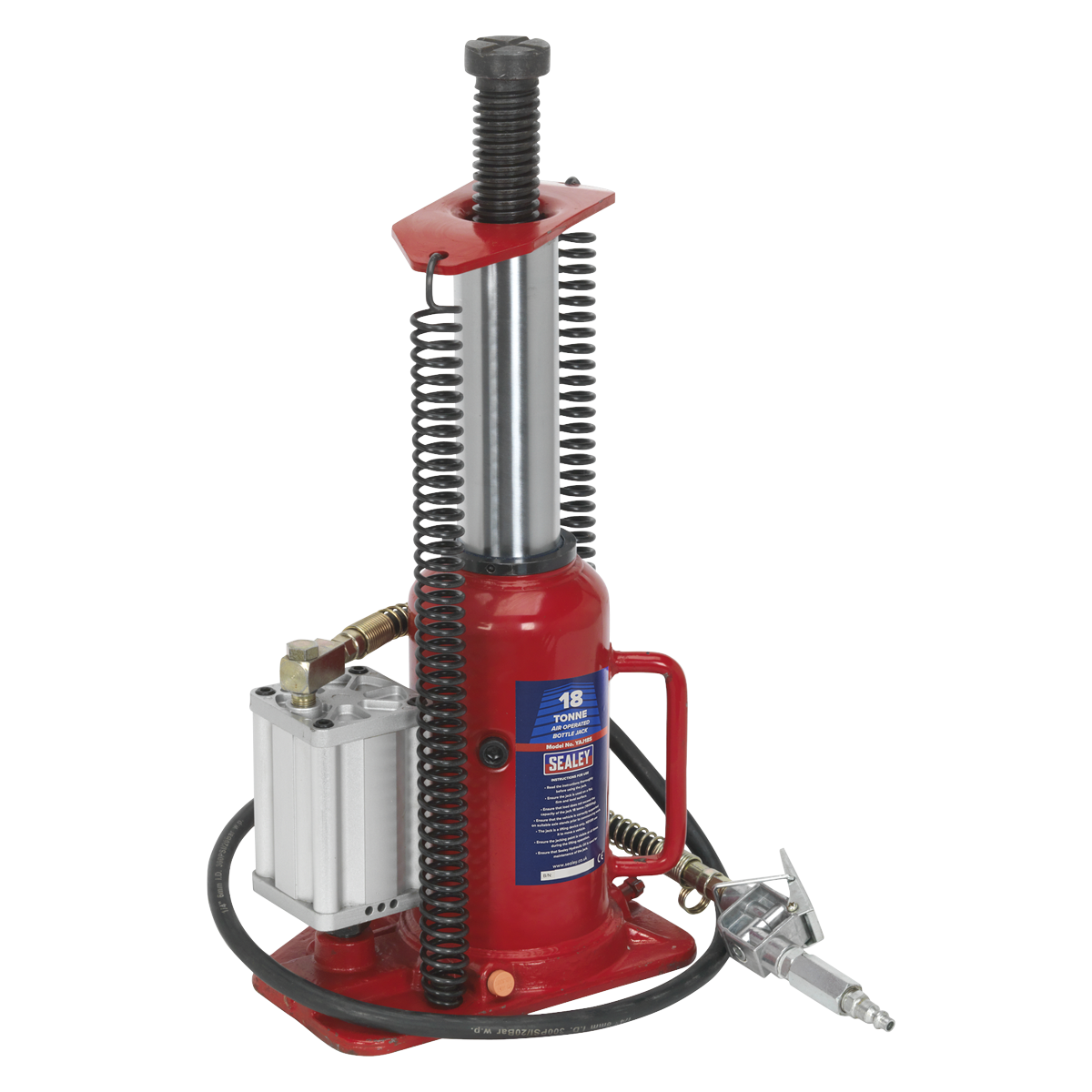 Sealey Air Operated Bottle Jack Lift With Sectional Pump Handle 18 Tonne YAJ18S