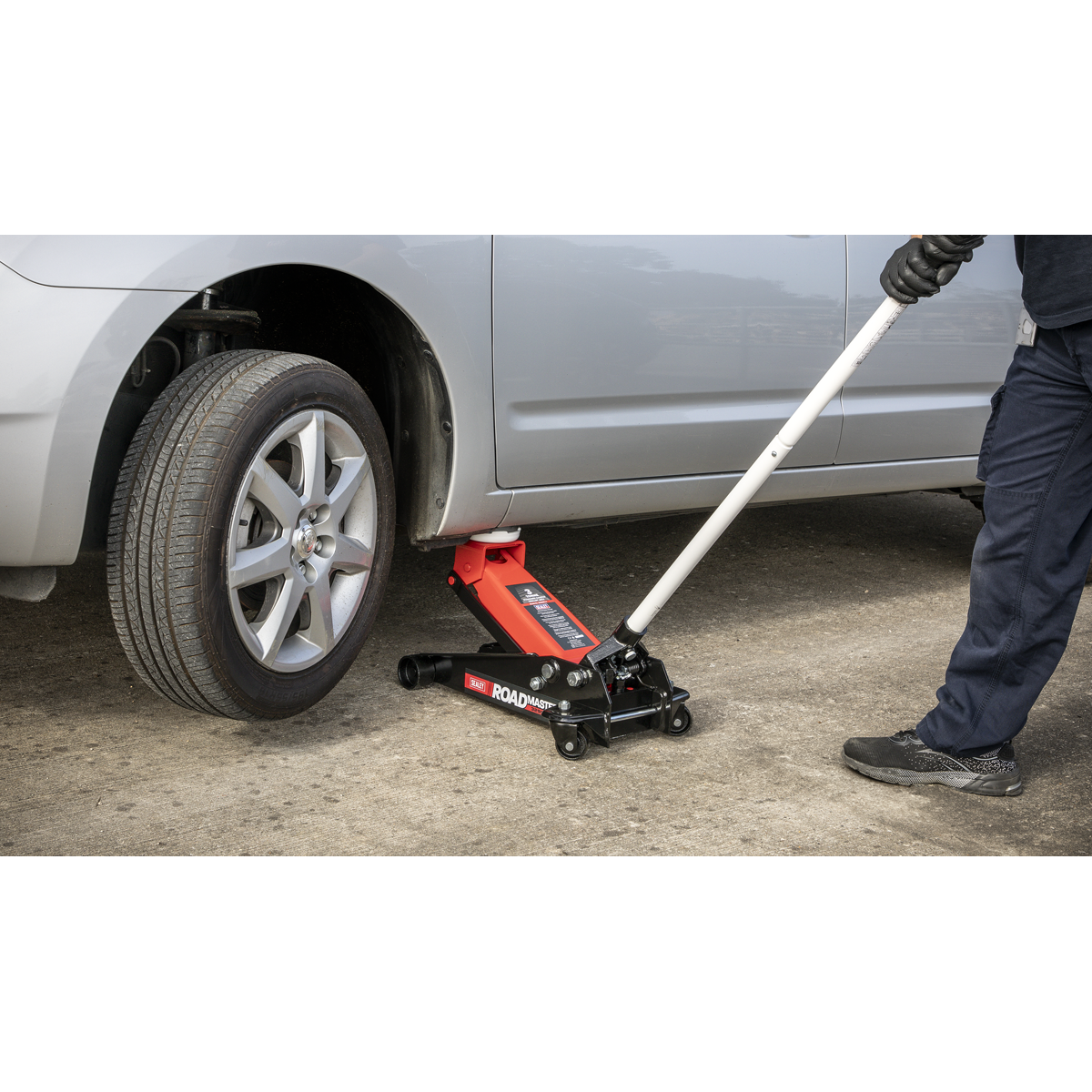 Sealey Heavy Duty Trolley Jack 3 Ton Compact Hydraulic 465mm Red 3290CX