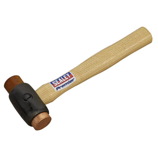 Sealey Electrolytic Copper/Rawhide Faced Hammer With Hickory Shaft 1.5lb CRF15