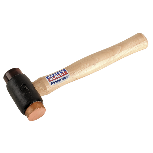 Sealey Electrolytic Copper/Rawhide Faced Hammer With Hickory Shaft 2.25lb CRF25