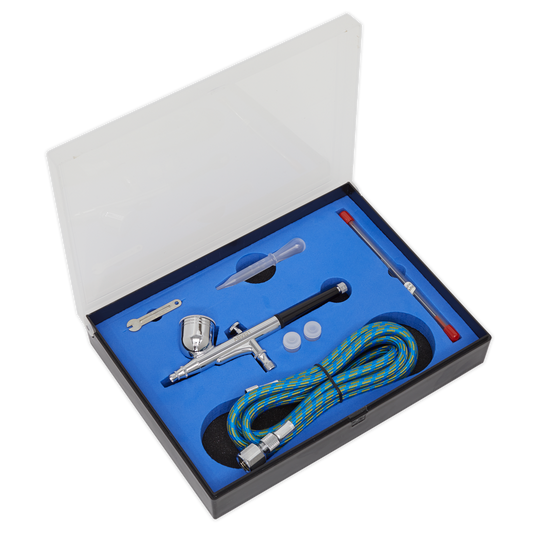 Sealey Gravity Feed Air Brush Kit With Double-Action Trigger 0.3mm Nozzle AB9321