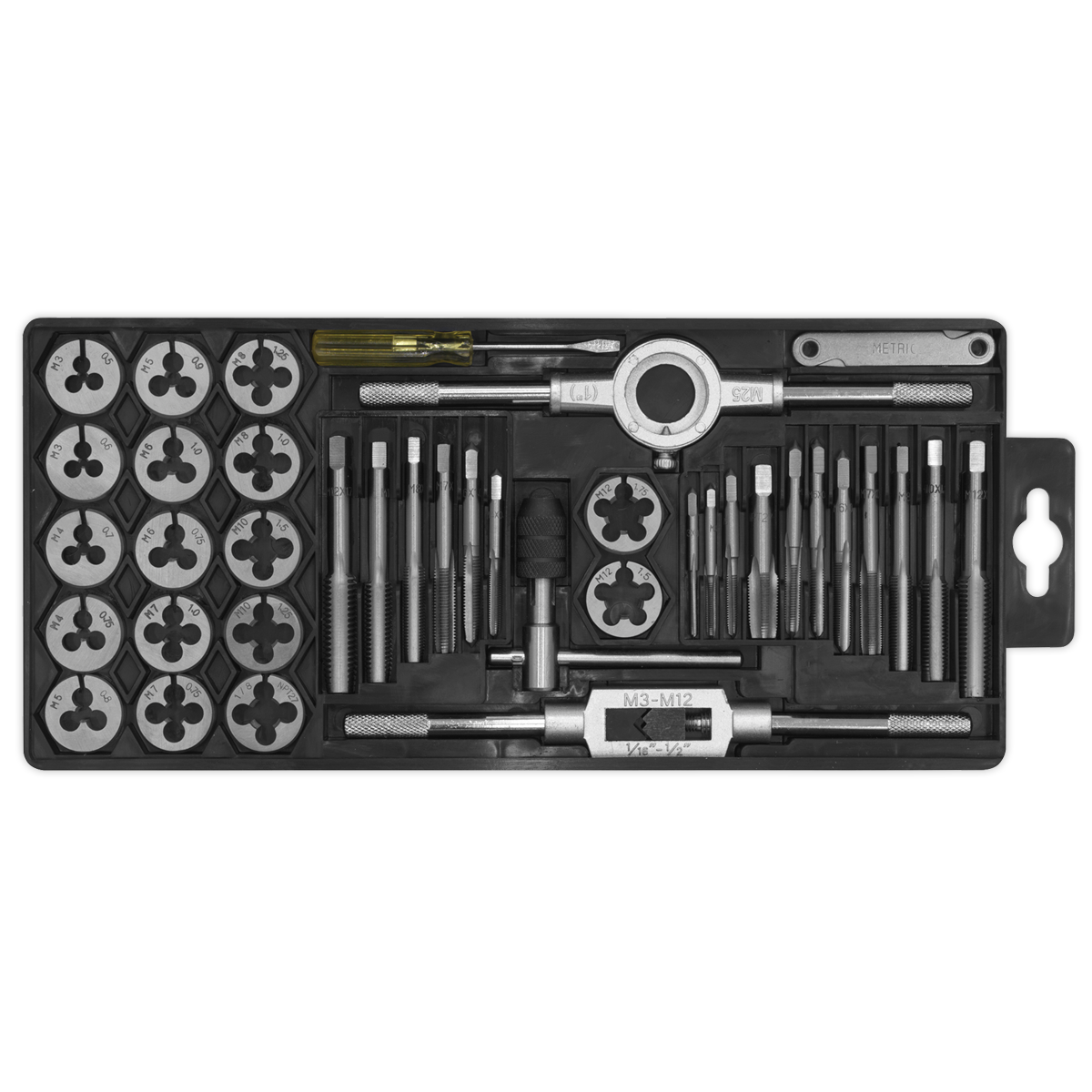 Sealey Tap & Die Set High Carbon Steel 40 Pieces Metric In Storage Case AK301