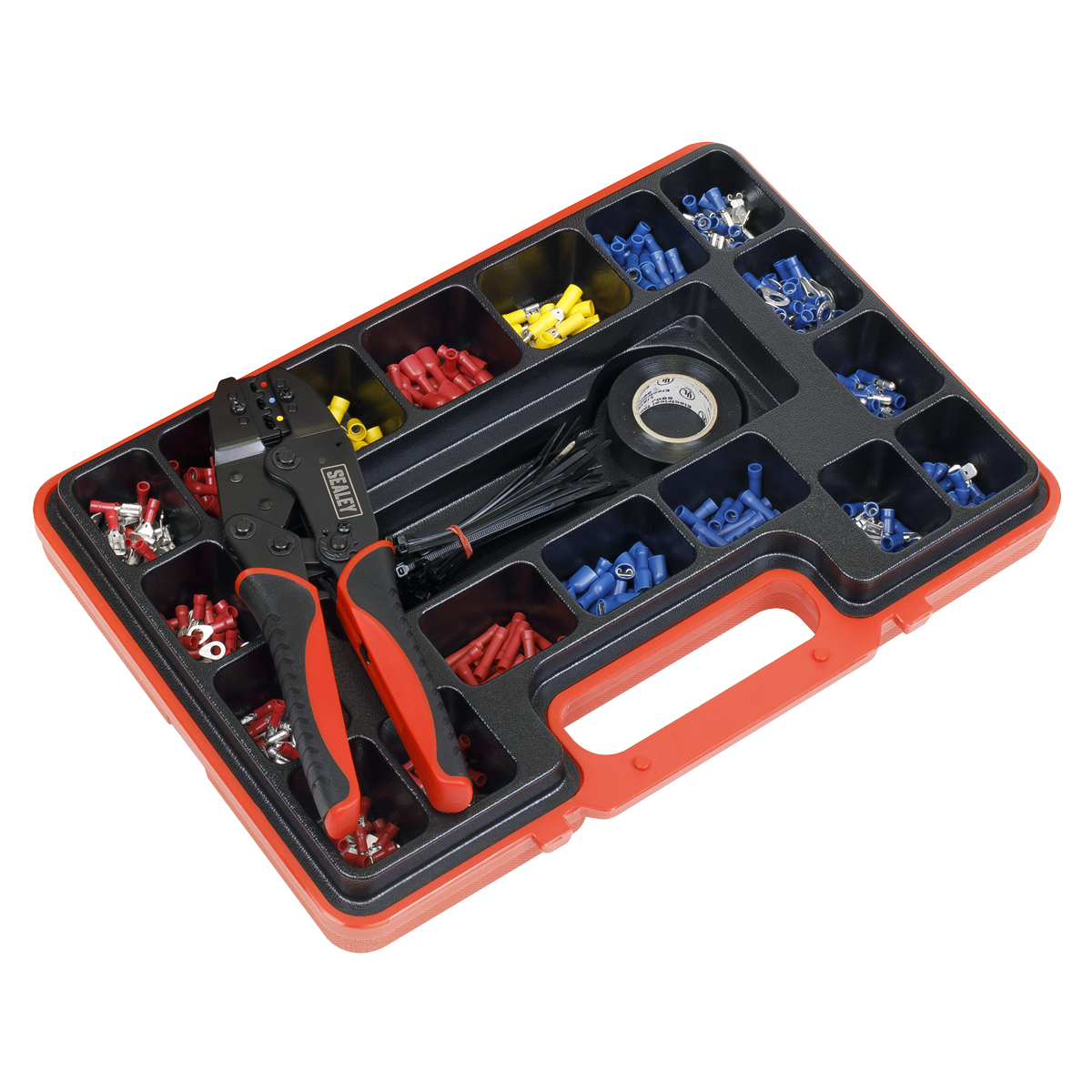 Sealey Ratchet Crimping Tool Kit With Laminated Steel Jaws 552 Pieces AK386