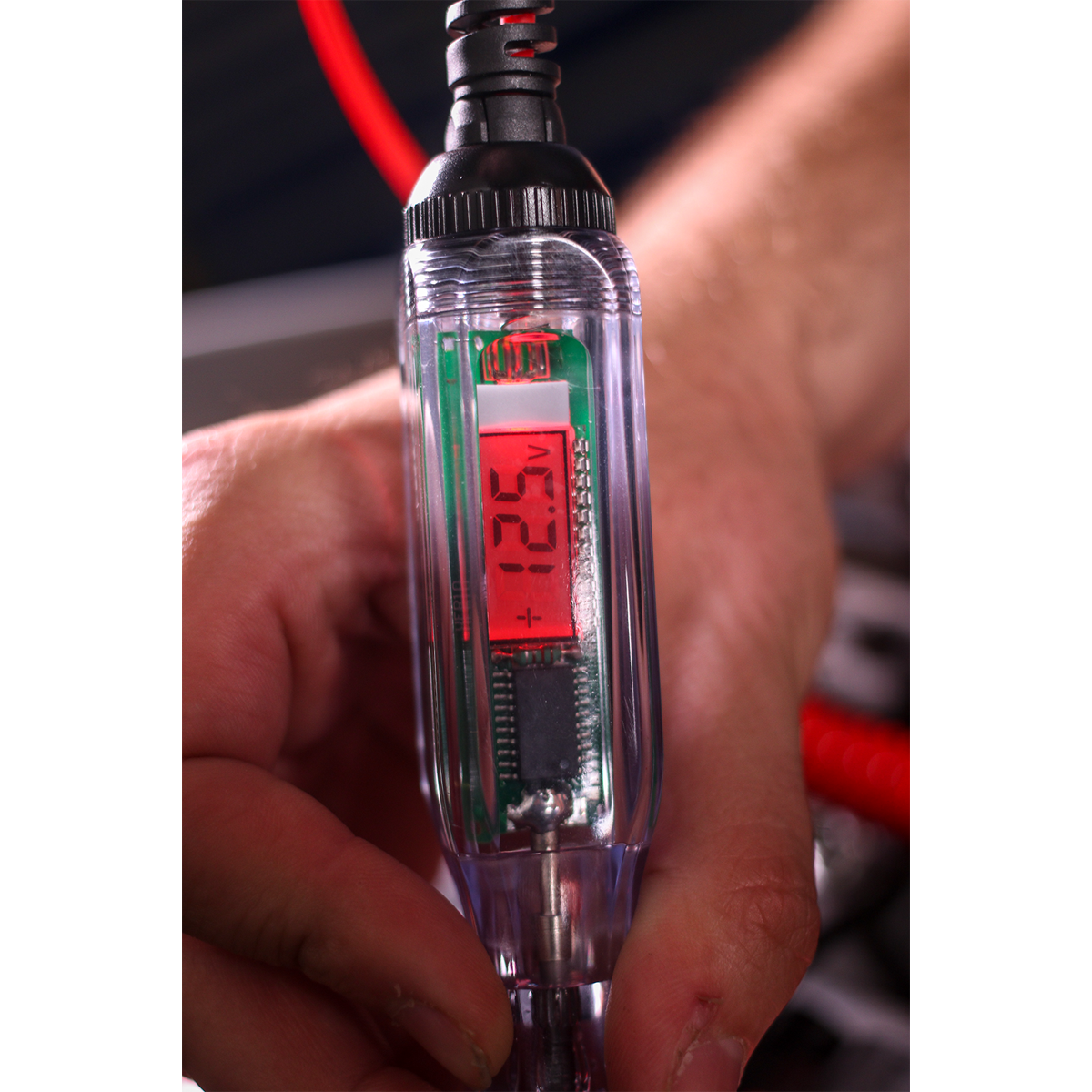 Sealey Integrated Test Light/Voltmeter 3-48V With 3M Coiled Cable AK4012