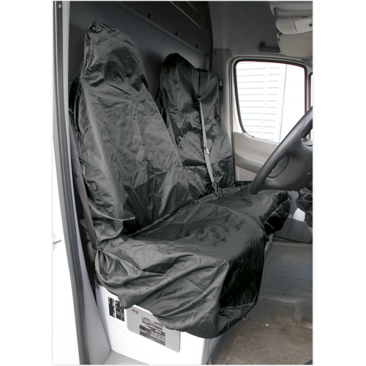 Sealey Van Seat Protector Set 2 Pieces Heavy Duty Waterproof Nylon Black CSC7