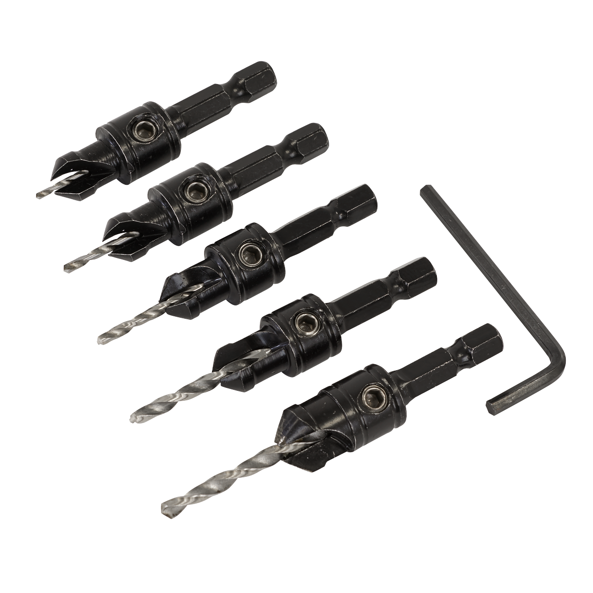 Sealey Countersink Drill Bit Set 2 2.5 2.75 3.25 3.5mm 4241 HSS Steel 5pc CSSET5