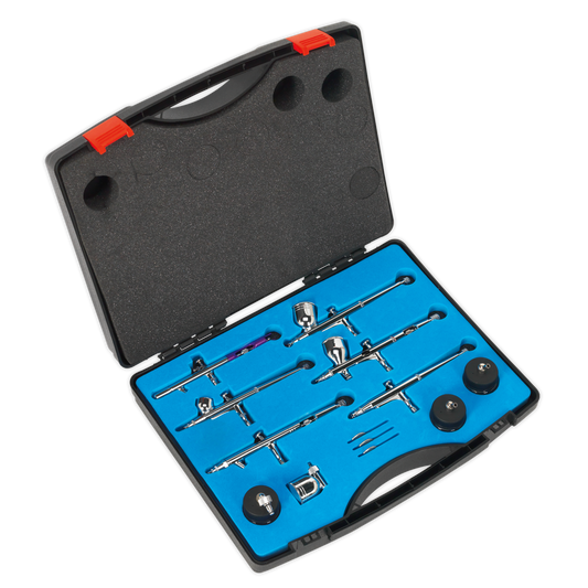 Sealey Air Brush Kit 10pc Gravity/Suction Feed With Double-Action Trigger AB936