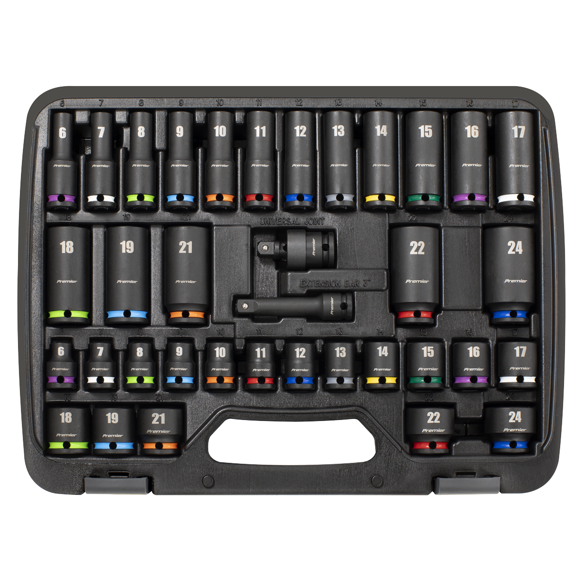 Premier Impact Socket Set 3/8" Square Drive 36 Pieces Hardened Tempered AK5633M
