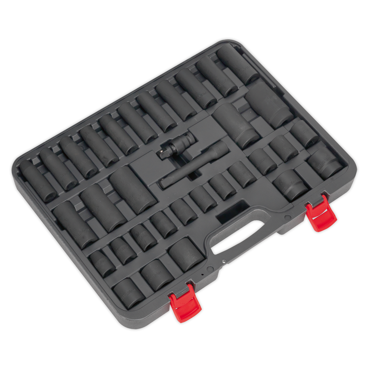 Sealey Impact Socket Set 34 Pieces 1/2" Square Drive Metric Black AK5634M