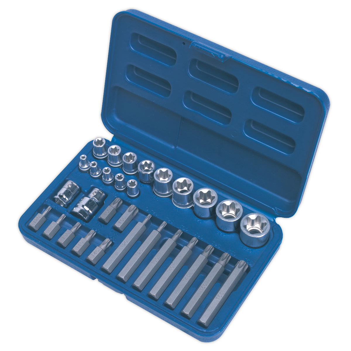 Sealey 30pc 1/4", 3/8" & 1/2" Square Drive TRX-Star Socket & Bit Set AK619