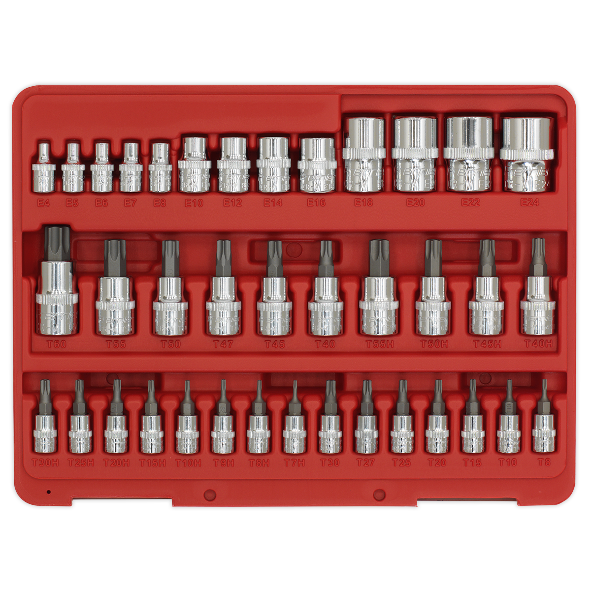 Sealey TRX-Star Socket & Security Socket Bit Set Chrome Plated 38 Pieces AK6197