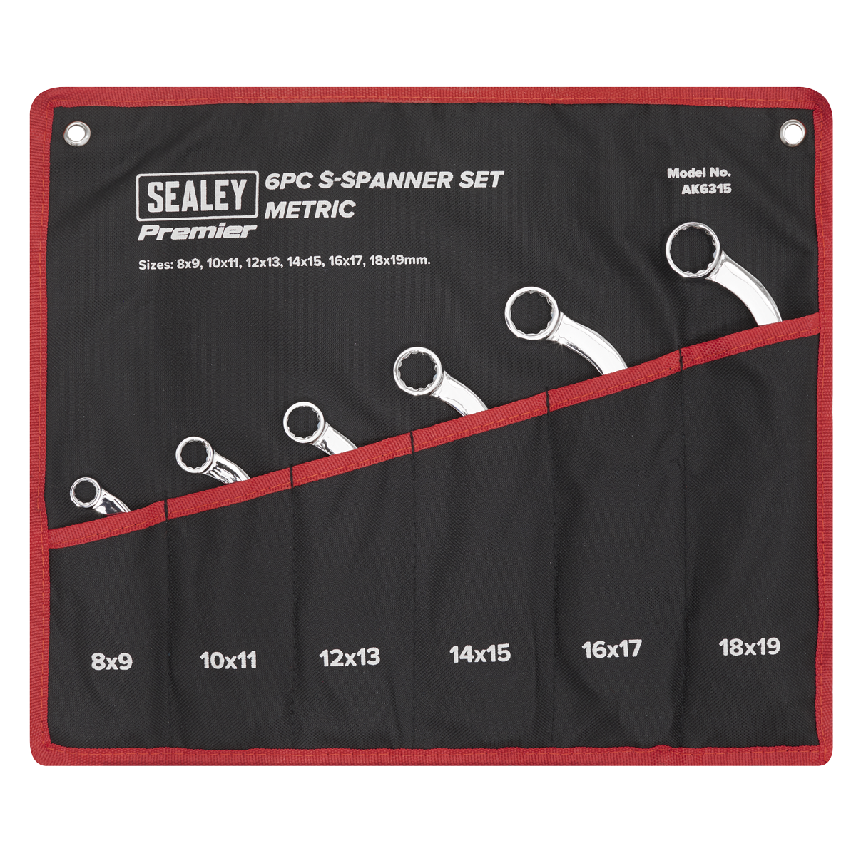 Sealey S-Spanner Set Fully Polished Mirror Finish 6 Pieces - Metric AK6315