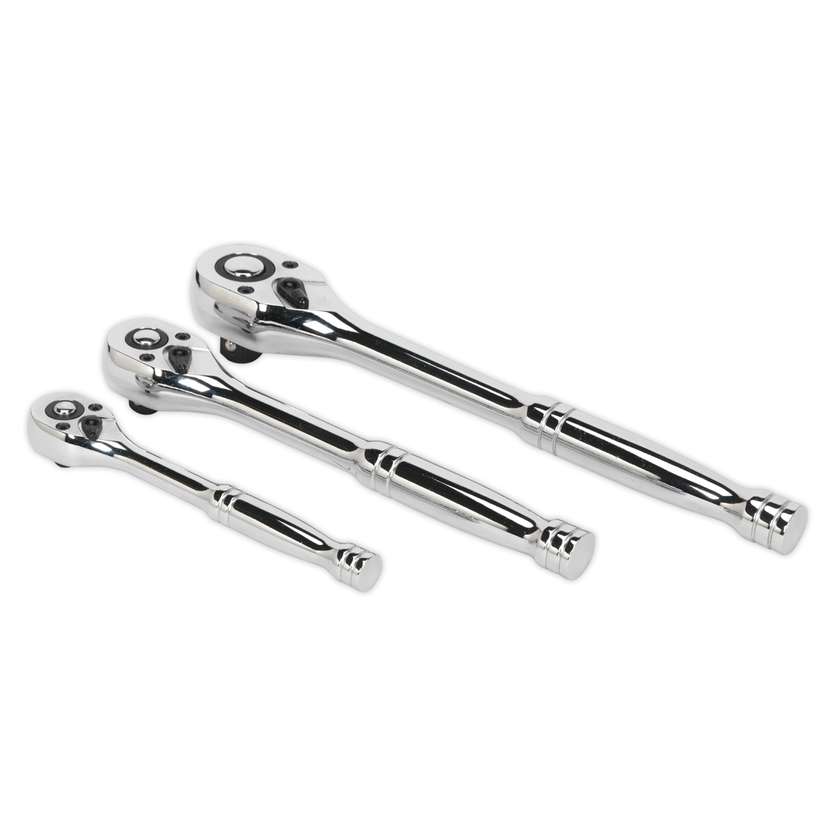 Sealey Ratchet Wrench Set 3 Pieces Pear-Head Flip Reverse 72 Teeth AK6672