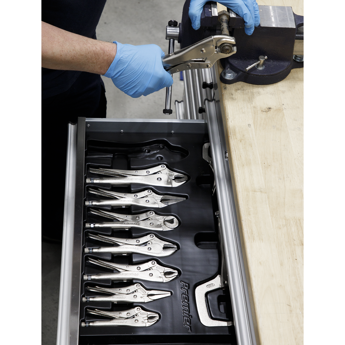Sealey Locking Pliers Set With Deep-Cut Jaw Faces Assist Grip 10 Pieces AK6800
