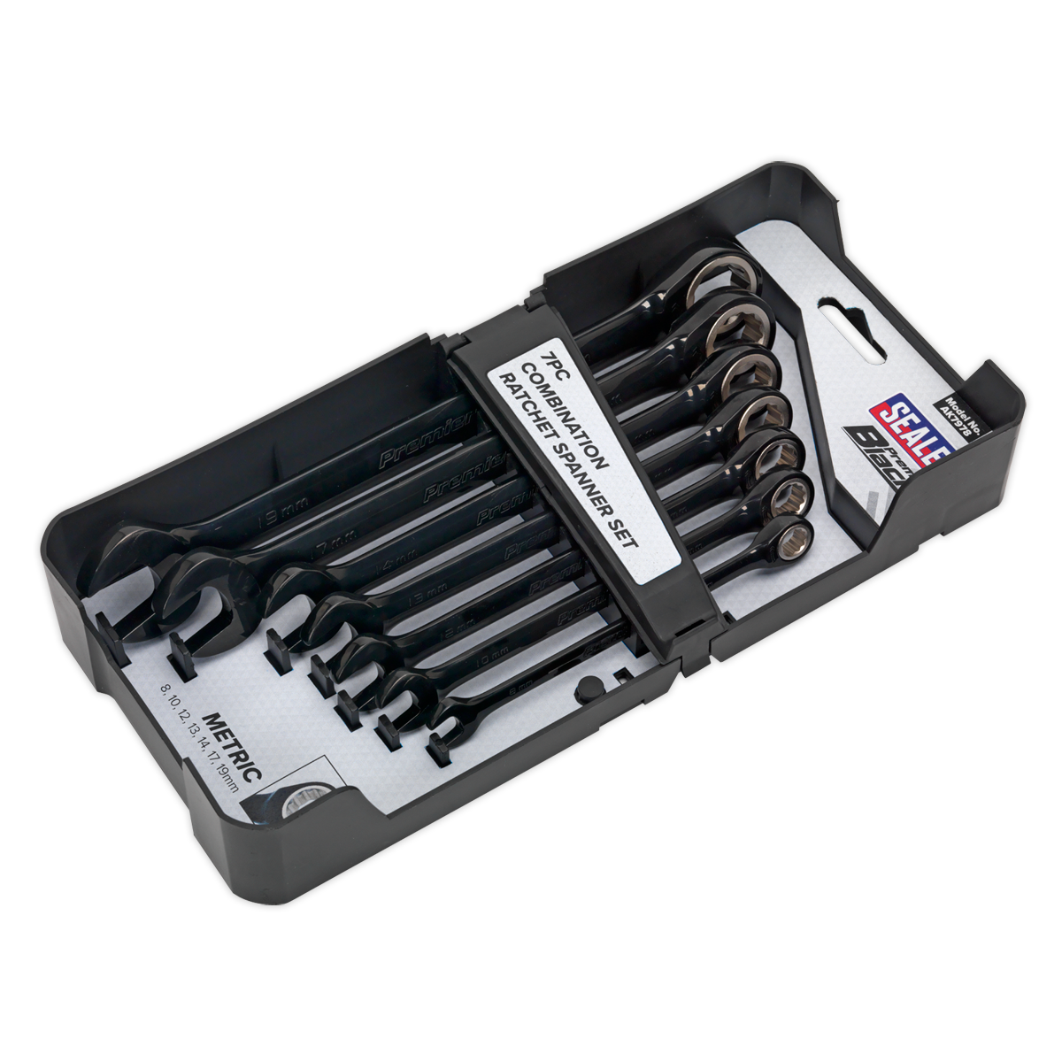 Sealey Combination Ratchet Spanner Set 7 Pieces Black Series Metric AK7978