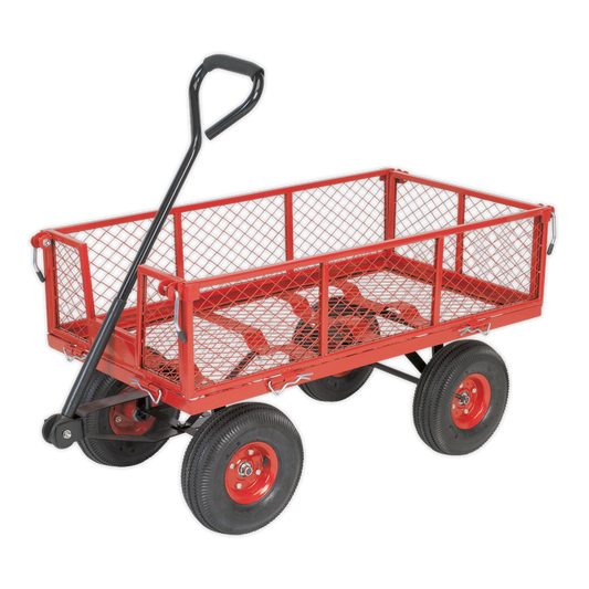 Sealey Platform Truck With Sides Pneumatic Tyres 200kg Capacity Red CST997