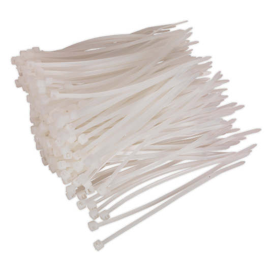 Sealey Cable Zip Ties Nylon Wraps 100mm x 2.5mm White - Pack of 200 CT10025P200W