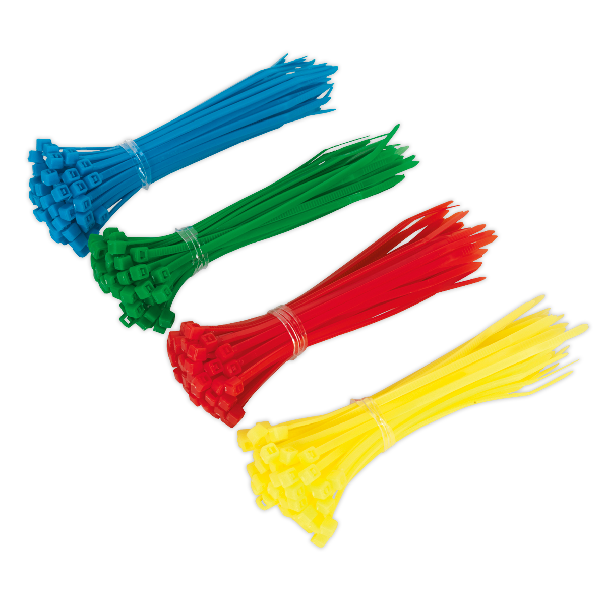 Sealey 100mm x 2.5mm Cable Zip Tie Assortment Four Colours - Pack of 200 CT200