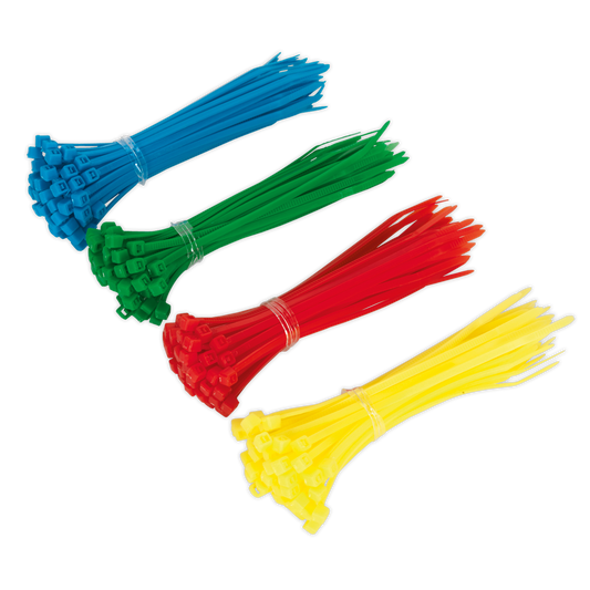 Sealey 100mm x 2.5mm Cable Zip Tie Assortment Four Colours - Pack of 200 CT200