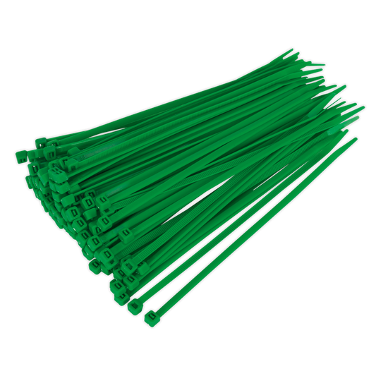 Sealey Cable Ties 200 x 4.8mm Heat Resistant Pack Of 100 Green CT20048P100G