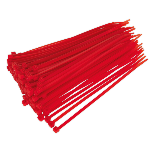 Sealey Cable Ties 200 x 4.8mm Heat Resistant Pack Of 100 Red CT20048P100R