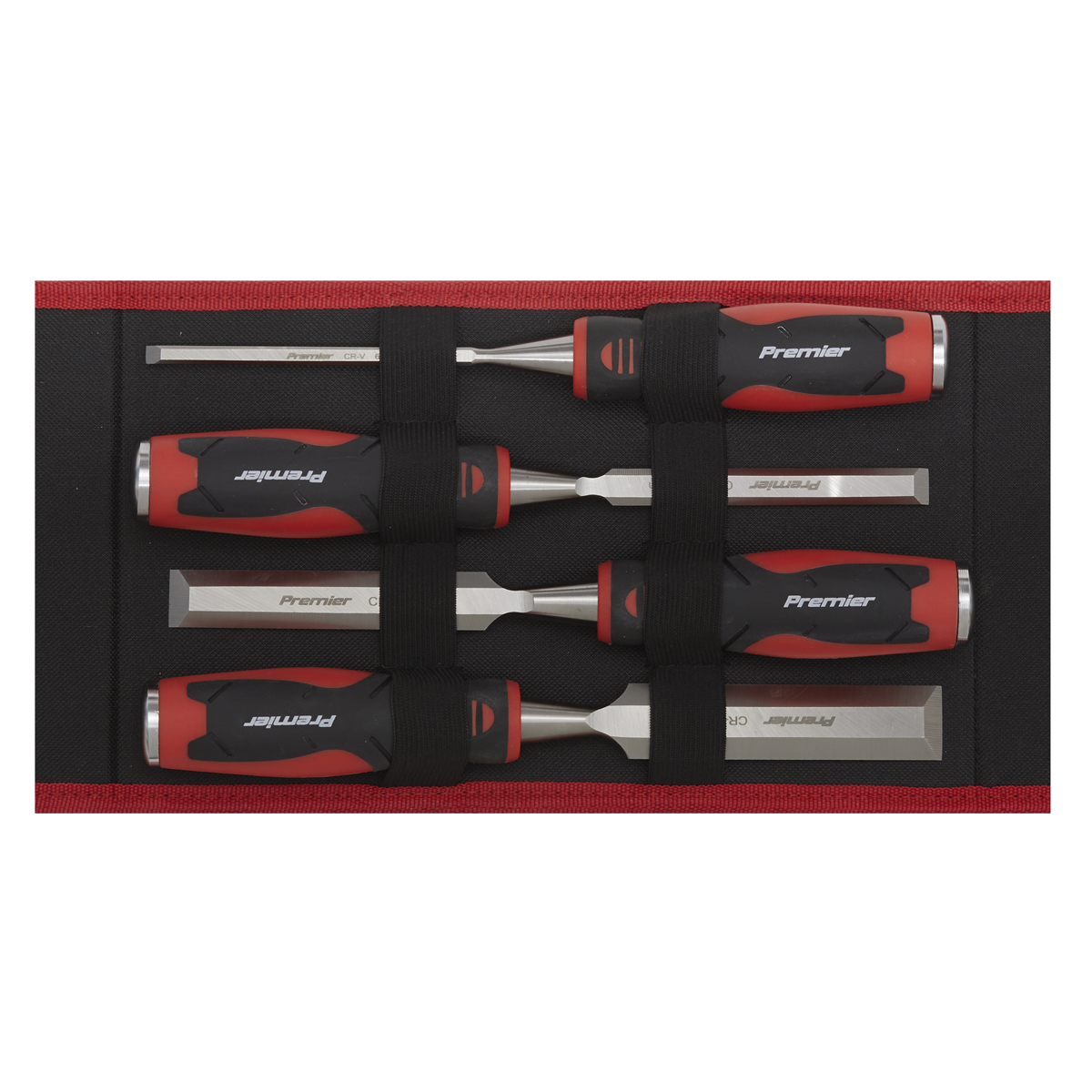 Sealey Hammer-Thru Wood Chisel Contoured Handles With Soft Grips 4pc Set AK9239