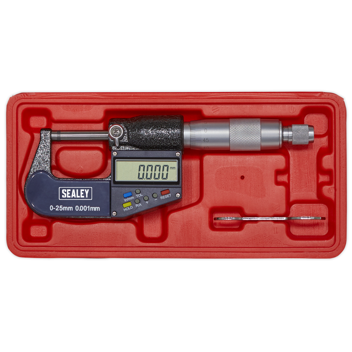 Sealey Digital External Micrometer 0mm - 25mm 0" - 1" Auto Power Off AK9635D