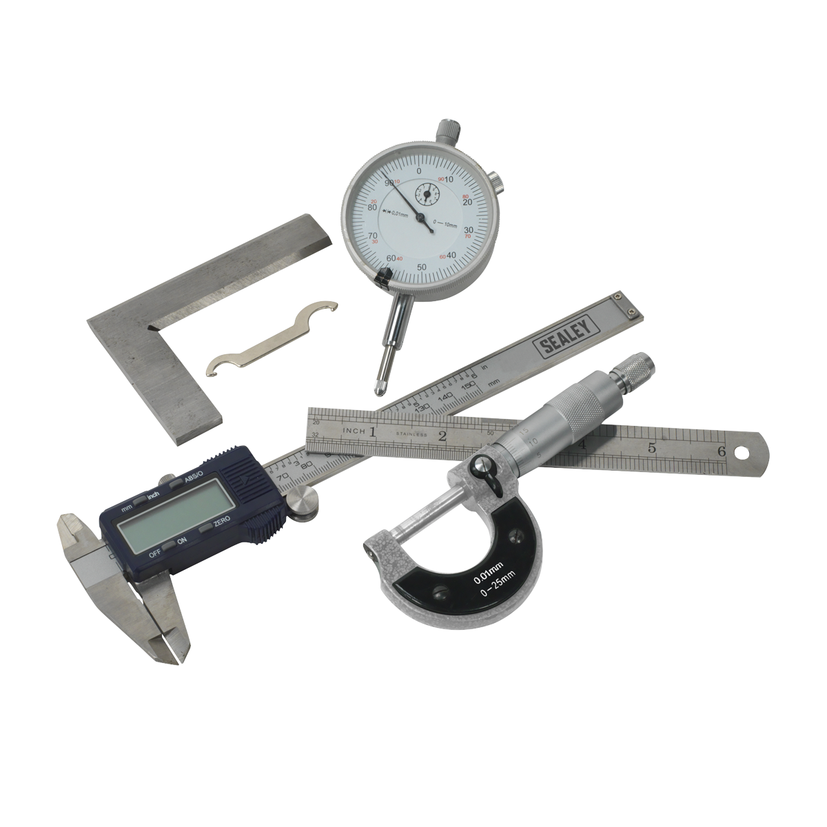 Sealey Measuring Tool Set 5 Pieces Vernier Caliper Micrometer Indicator AK96SET