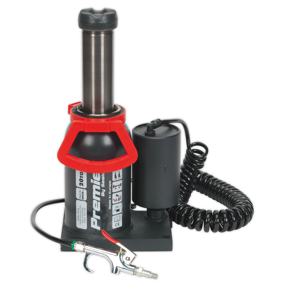 Sealey Bottle Jack 20 Tonne Manual/Air Hydraulic 90° Rotating Pump AM20