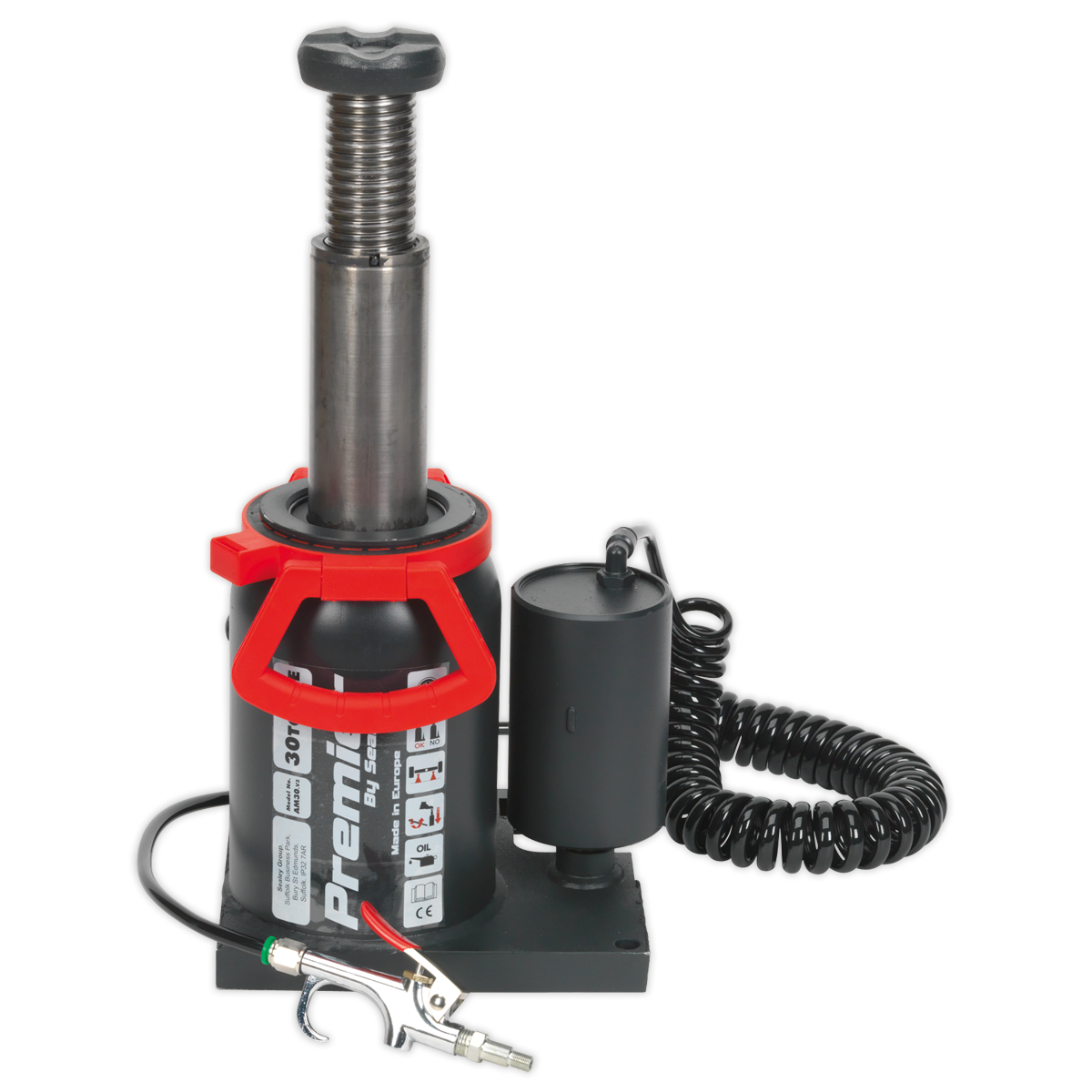 Sealey Bottle Jack 30 Tonne Manual/Air Hydraulic 90° Rotating Pump AM30